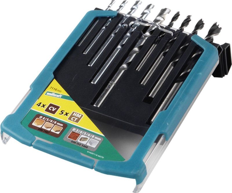 Wolfcraft - Boorset - Steen & Hout - 9-delig - Inclusief Schuifdoos