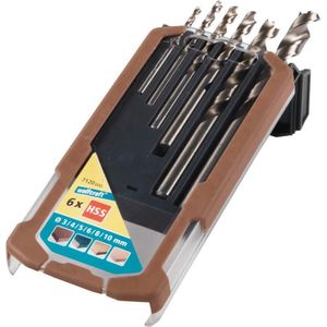 wolfcraft - Houtboorbitset - 6-delig - Grijs - Sneldraaistaal