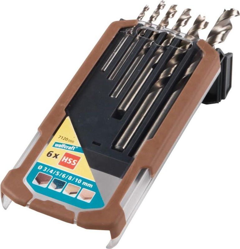 wolfcraft - Houtboorbitset - 6-delig - Grijs - Sneldraaistaal