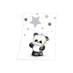 Herding Fynn babydeken, Panda motief, 75 x 100 cm, microvezelfleece, wit, 75 x 100 x 1 cm, 1440201014