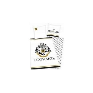 Harry Potter Harry Potter Hogwarts bedovertrekset met gouden print Unisex Beddengoed - wit - Standard