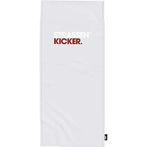 Sport- en fitnesshanddoek, 50 x 110 cm + 15 cm overlapping, 100% polyester, met officieel etiket, achterkant met tas voor fitnessuitrusting en geïntegreerd vak met ritssluiting