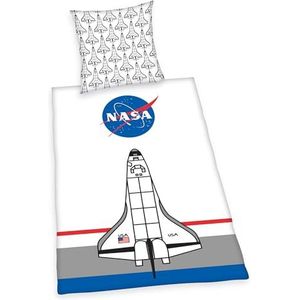 Herding NASA, kussensloop 80 x 80 cm, omkeerbaar dekbedovertrek, 135 x 200 cm, met knoopsluiting, 100% katoen