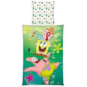 Herding Spongebob beddengoed, kussensloop ca. 80 x 80 cm, dekbedovertrek ca. 135 x 200 cm, met soepel lopende ritssluiting, 100% katoen-renforcé