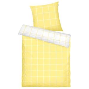 Herding TOM TAILOR Beddengoed Large Check Light Lemon & Crisp White, 80 x 80 cm + 135 x 200 cm, 100% katoen/renforcé, met omkeerbaar motief en gekleurde merkritssluiting