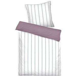 TOM TAILOR Beddengoed Classic Satin Stripes Cozy Cozy Mauve & Fresh Sage, 80 x 80 cm + 135 x 200 cm, 100% katoen/satijn, met omkeerbaar motief, gekleurde bies op het kussen en merkritssluiting