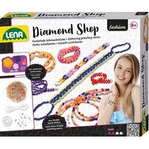 Lena Diamond Shop sieradenset voor kinderen vanaf 8 jaar met 10.000 kralen om in te rijgen, elastische draden, sorteertablet en instructies, 42304, meerkleurig
