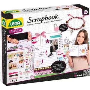 Lena 42331 - Knutselset groot scrapbook, set met verzamelalbum, slot, 22 stickervellen met 370 motieven, fotohoekjes, paperclips met strikje en accessoires voor armbanden, creatieve set vanaf 8 jaar