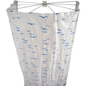 RIDDER Sylt Ombrella douchespin, badgordijn van kunststof (ABS = acrylonitril-butadieen-styreen) / roestvrij staal/PEVA (polyethyleenvinylacetaat), blauw, 170 cm
