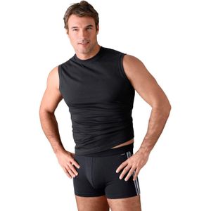 SCHIESSER Cotton Essentials singlet (2-pack), heren shirt mouwloos, muscle shirt zwart