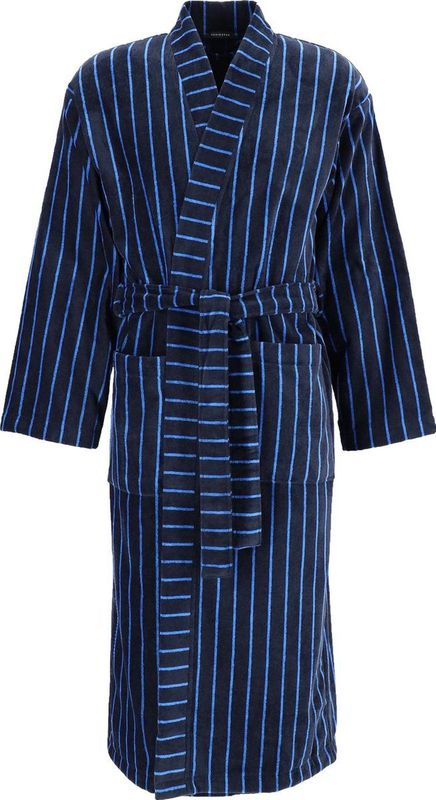 SCHIESSER - Heren Badjas - Donker Blauw Gestreept - Ultralicht Velours