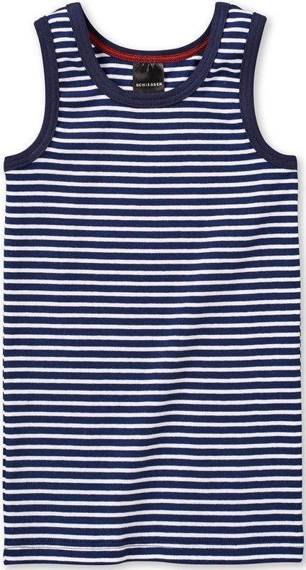 Schiesser - Original Classics - Onderhemd - Wit-blauw - Geringeld