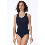 Schiesser - Naturschönheit - Top - Nachtblauw - Katoen/Elastaan - V-hals