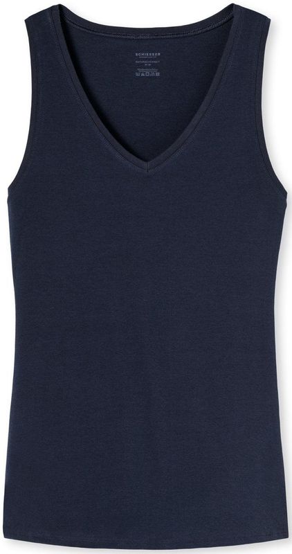 Schiesser - Naturschönheit - Top - Nachtblauw - Katoen/Elastaan - V-hals