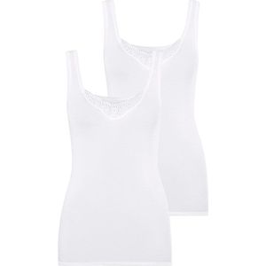 SCHIESSER Cotton Essentials singlet (2-pack), dames onderhemd wit