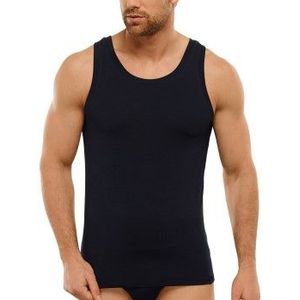 Schiesser - Long Life Soft - Ondershirt - Blueblack - Katoen, Zijde, Elastaan