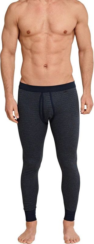 Schiesser - Feinripp Melange - Lange Onderbroek - Zwart - 100% Katoen