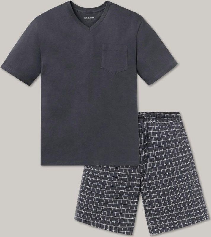 SCHIESSER - Sportieve Shortama - Antraciet - 100% Katoen