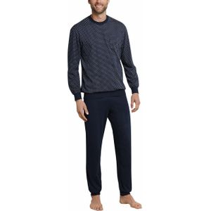 SCHIESSER heren pyjama - O-hals - blauw met wit dessin