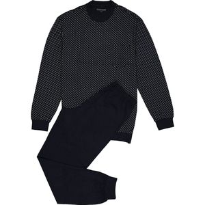 SCHIESSER heren pyjama - O-hals - blauw met wit dessin
