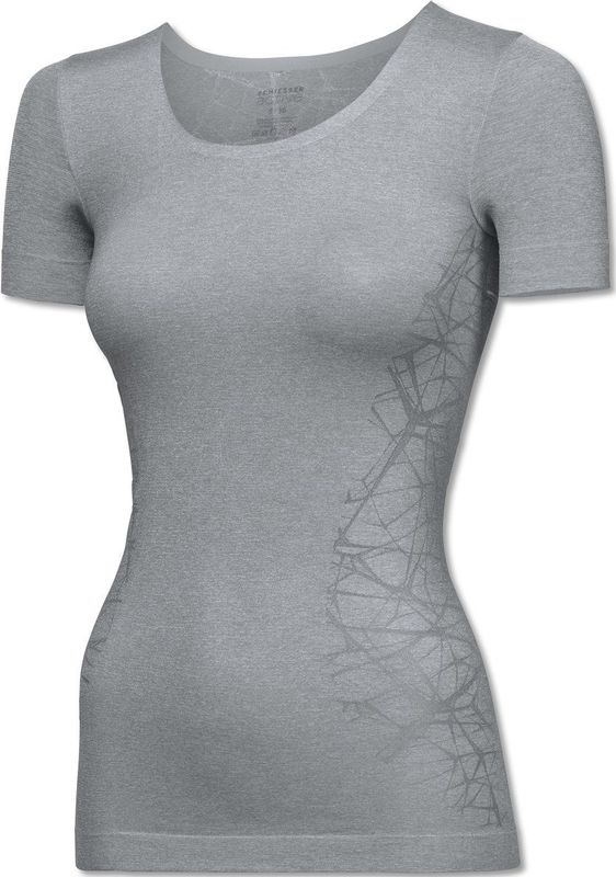 SCHIESSER Active Mesh Light T-shirt (1-pack) - dames shirt korte mouwen zilvergrijs
