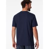 SCHIESSER Mix+Relax T-shirt - korte mouw - O-hals met knoopsluiting - blauw