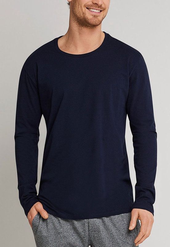 SCHIESSER - Mix+Relax - T-shirt - Donkerblauw - 100% Katoen