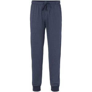 Schiesser Mix+Relax lange lounge broek (dun) - blauw geruit (met boord aan de pijp)