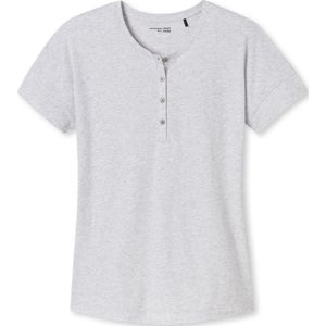 Schiesser M&R Dames T-Shirt - 1/2 Arm - Grijs Melange - R-Hals knoopsluiting - Maat XXXL