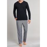 SCHIESSER Mix+Relax - Lounge Broek - Zwart met Wit Visgraat - Katoen