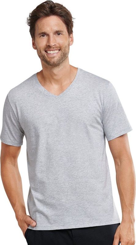 SCHIESSER Mix+Relax T-shirt - korte mouw V-hals - lichtgrijs melange