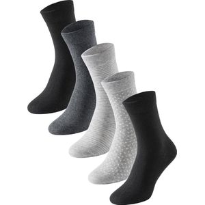 Zwart - Grijs-Wit - Antracietmelange - Gestreept - Sokken - 5-Pack - Katoen