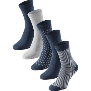 Schiesser - Bluebird - 5 Pack Sokken - Blauwmelange - Grijs-melange - Katoen