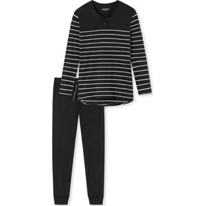 SCHIESSER - Pyjama - Zwart-Wit Gestreept - Katoen/Modal
