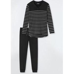 SCHIESSER - Pyjama - Zwart-Wit Gestreept - Katoen/Modal
