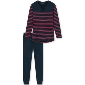 SCHIESSER - selected! premium inspiration - Pyjamaset - Nachtblauw - Rood Gestreept