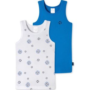 SCHIESSER - Original Classics - Onderhemden - Blauw/Wit - 100% Biologisch Katoen - Duopack