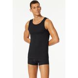 Schiesser - Hemd - Zwart - 2 Stuks - Mouwloos - Ronde Hals