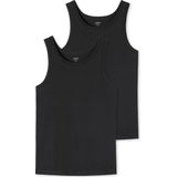 Schiesser - Hemd - Zwart - 2 Stuks - Mouwloos - Ronde Hals