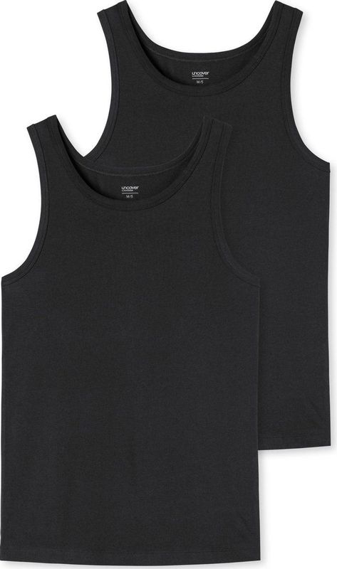 Schiesser - Hemd - Zwart - 2 Stuks - Mouwloos - Ronde Hals