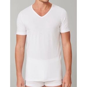 Schiesser 2 Pack T Shirts heren V hals Biologisch katoen Wit