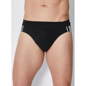 3-pack heren Rio slip 95/5 - Stripe - Hoog opgesneden heren onderbroek - Stoffen band - Biologisch katoen  - Zwart