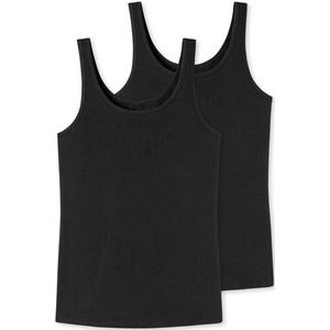 Schiesser - Hemd - Zwart - 2 Stuks - Mouwloos - Ronde Hals