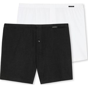 SCHIESSER - Cotton Essentials - Boxershorts - Zwart/Wit - Katoen - Duopak