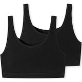 Schiesser Bustier 2-pack zonder cups Biologisch katoen zwart - 95/5 Dames Beha - schwarz
