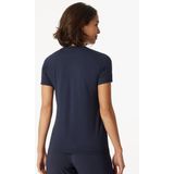 SCHIESSER Mix+Relax T-shirt - dames shirt korte mouw henley knoopsluiting blauw