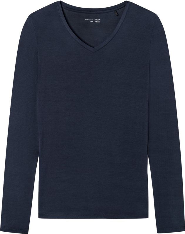 Schiesser - Longsleeve - Blauw - Zijde en Elastaan - Mix/Relax Serie