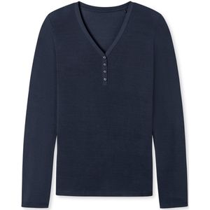 Schiesser - 175478 - Longsleeve - Blauw - 95% Zijde, 5% Elastaan
