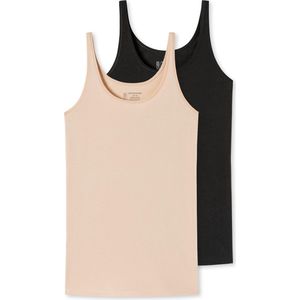 SCHIESSER - 95/5 - Singlet - Zwart/Zand - Biologisch Katoen, 2-Pack