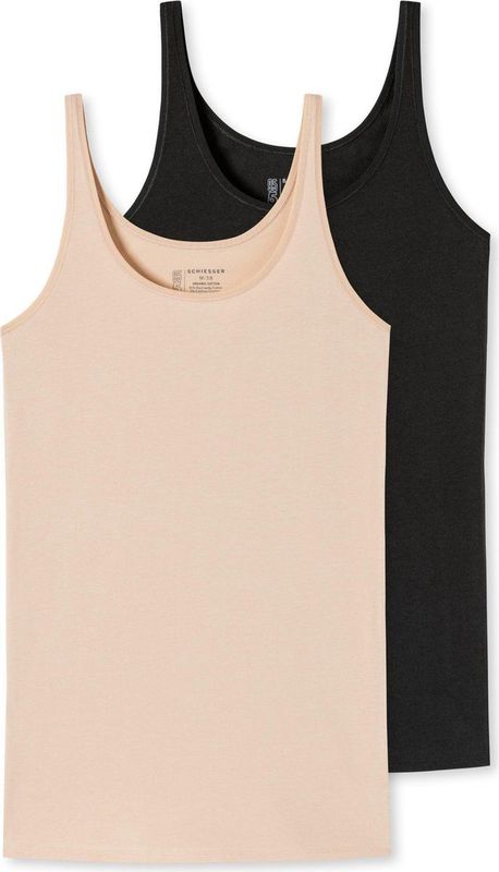 SCHIESSER - 95/5 - Singlet - Zwart/Zand - Biologisch Katoen, 2-Pack